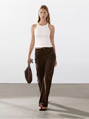 Eddie Bauer Women’s Dark Brown Real Suede Leather Pants Trousers